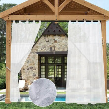 Cortina Translúcida Impermeável para Gazebo de Jardim, Tela de Proteção Solar e Privacidade com Design de Anéis, 132 x 213 cm