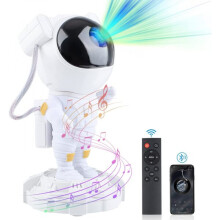 Rechargeable Astronaut Night Light Projector, Adjustable Nebula Star Effects with Timer, Bluetooth Speaker for Bedroom and Nursery
