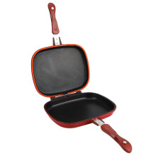 Frigideira de Dobro Fundo com Revestimento Antiaderente Vermelho, 28cm, para Fogões a Gás e Cozinha ao Ar Livre, Condução de Calor Eficiente