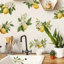 Waterproof Wall Sticker Lemon Design for Kitchen and Living Room, Removable Vinyl Decal for Interior Wall