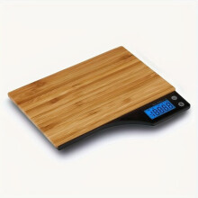 Digital Kitchen Scale with Bamboo Surface, High Precision for Baking and Cooking Ingredients, Portable Compact Design
