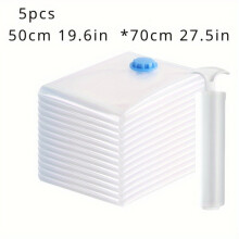 Vacuum Storage Bags with Pump for Seasonal Clothes Bedding Storage, 5 Pack Rectangular Compression Bags, PVC