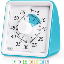 Visual Timer 60-Minute with Blue Dial, Silent Operation for Kids, Kid-Friendly Study Timer for Classroom Home Learning, No Ticking Distraction