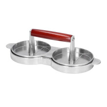Hamburger-Patty-Presse, 2-teiliges Set aus Aluminiumlegierung und Kiefernholz, runder Burger-Maker für den Innen- und Außenbereich