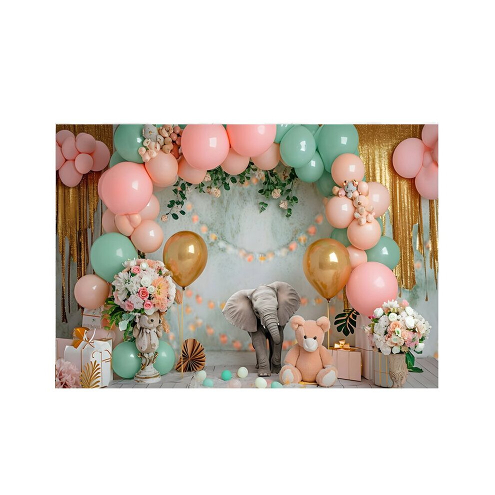 210X150cm Children's Forest Animal Birthday Background Cloth Party Balloon Photography Background Cloth Party Decor, F 4711479690987