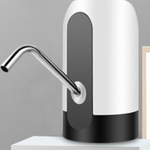 Electric Water Dispenser with 200mAh Battery, Lasts for 8-10 Barrels, One-Button Operation, for Home and Office Use, White Plastic Design