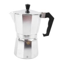 Cafetera Moka de 300 ml, 6 tazas, de aluminio, apta para cocinas de gas y de inducción, para un espresso intenso, diseño portátil y duradero.
