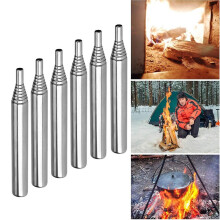 Soprador de Fogo de Aço Inoxidável, Conjunto Extensível de 6 Peças para Churrasco, Ferramenta Portátil de Exaustão de Fumaça para Acampamento