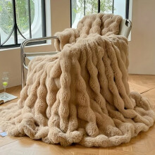 Reversible Luxury Blanket for Bedroom Living Room - Brown Fleece Throw 150cm x 100cm