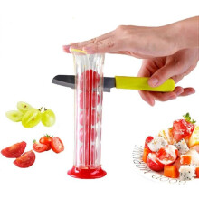 Small Fruit Slicer with Ergonomic Handle - Quick Manual Cutter for Strawberries Grapes Berries - Creates Uniform Slices for Home Kitchen Prep
