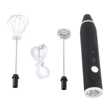 Rechargeable Milk Frother, 1200mAh Battery 3-Speed Adjustment, Creates Froth in 15-20 Seconds, Stainless Steel Whisk
