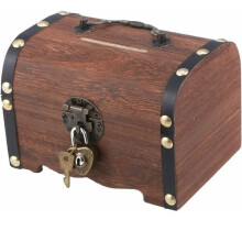Small Wooden Storage Box with Lock Design, Vintage Style Decorative Trunk for Home Office, Secure Money Keepsake Box