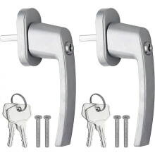Anti-Theft Window Handle Lock with Universal Key, Child Proof Safety Lock for Windows Balcony Doors, 2-Piece Aluminium Set, 3-Position Tilt Lock