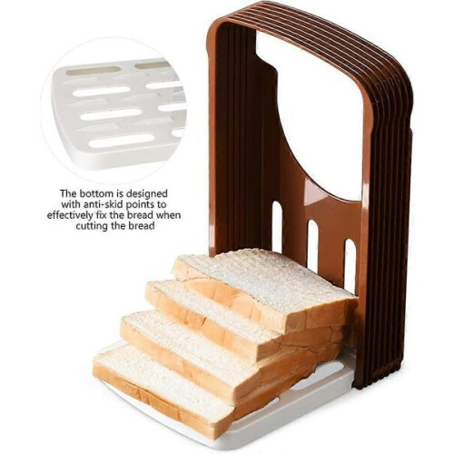Adjustable Bread Cutter, Bladeless and Foldable Design for Compact Storage, Household Plastic Bread Slicer