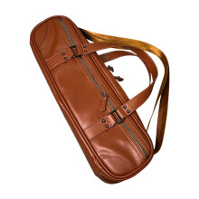 Brown Flute Case with Plush Lining for 16/17 Holes, Protective Gig Bag with Shoulder Strap and Pocket