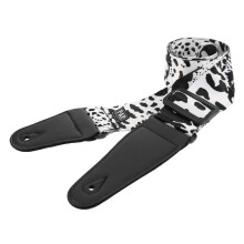 Adjustable Leather Guitar Strap Black and White Comfortable Lightweight for Electric Acoustic Bass