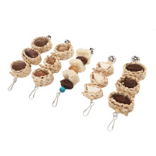 5PCS Parrot Cuttlebone Chew Toy Set with Nuts, Bell & Hanging Cage