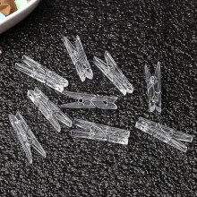 Transparent Mini Clips for Hanging Pictures - 100 Clear Clips that Shine with LED Lights for Party Decor