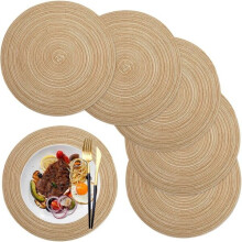Heat Insulation Placemats, PP Cotton Woven, Wipe Clean, Reusable Set of 6 for Dining Table, Home Decor