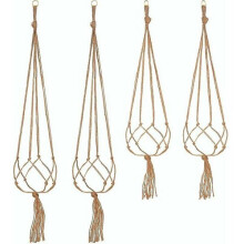 Plant Hanger Set of 4, Natural Jute Hand-Woven Rope for Hanging Pots, 105cm and 88cm Lengths for Indoor and Outdoor Use