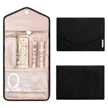 Jewelry Organiser Box for Travel, 23 x 15 x 1.5 cm Compact Case to Protect Earrings and Necklaces from Damage
