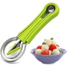 Stackable Fruit Baller Set, 4-in-1 Stainless Steel Tool with Food Grade Handle, for Creating Fruit Balls and Salads, Kids Safe Kitchen Utensil