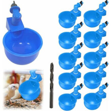 Automatic Poultry Drinker with Large Capacity Bowl, 12 Pack Kit Includes Punch Tool, for Backyard Chickens Ducks, Connects to Bucket Hose
