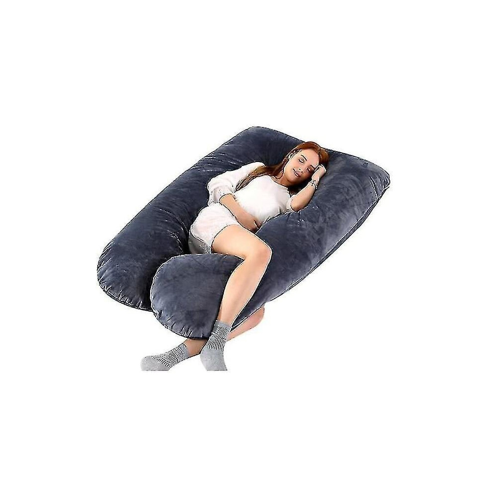 U-Shaped Pregnancy Pillow for Back Hip Pain Relief, 51 Inch Full Body Maternity Support Pillow with High-Density Fibre Filling