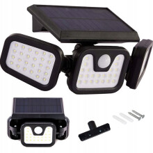 Solar beveiligingslamp met 3 standen, 2200mAh batterij, PIR-sensor voor verlichting van oprit, poort en trap, koel wit 6500K
