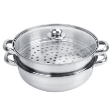 Steamer 28cm Diameter Stainless Steel Construction with Lid for Even Steam Distribution in Home Kitchen