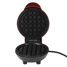 Mini gaufrier avec double plaque antiadhésive, nettoyage facile et chauffe rapide, format compact 16,5 x 13 cm, idéal pour le petit-déjeuner.