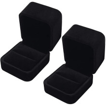 Velvet Ring Box Small Portable for Proposal, Wedding Ring Holder Case, Soft Protective Gift Set of 2