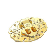 Vintage Antique Gold Oval Box Buckle with Mounting Screws, Sturdy Zinc Alloy Decorative Fitting for Trunk Case
