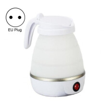 Electric Kettle Foldable Silicone Portable 600ml 600W Rapid Boil for Outdoor Indoor Use - White