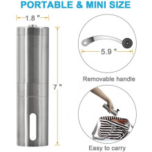 Manual Coffee Grinder with Adjustable Ceramic Core, Portable Stainless Steel Hand Grinder, Quiet Operation and Easy to Clean