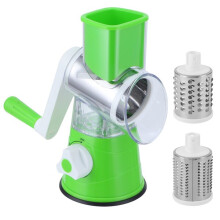 304 Stainless Steel Manual Vegetable Chopper, 3 Interchangeable Cutting Knives Hand Crank, 24cm Kitchen Cutter for Home Use, 621g