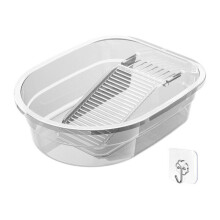 Transparante wasbak met wasbord, dubbelzijdig ontwerp voor wassen en spoelen, 22 liter wasbak van PET-plastic voor kleine ruimtes.
