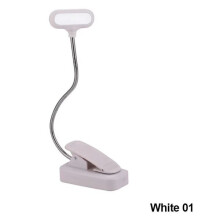 Adjustable LED Reading Light with Clip, Flexible Metal Gooseneck for Bedside, Desk or Keyboard, White 1W Lamp, Powered by AAA Battery