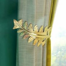 Gordijnhaken, retro bladdesign, set van 1 paar inclusief schroeven, gordijnhouders voor slaapkamer en woonkamer, massief metalen constructie
