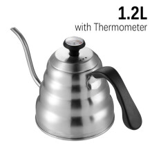 Hervidor de café de vertido con boquilla delgada, hervidor de cuello de cisne de acero inoxidable de 1,2 L para preparar café de goteo con filtro.