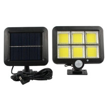 Solar Powered Security Light with 5 Metre Cable and Motion Sensor, PIR Light Sensor, 2400mAh Li-ion Battery for Off-Grid Areas, Fence, Yard