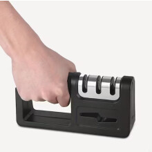 Affilacoltelli manuale con impugnatura ergonomica e blocco di sicurezza per lame seghettate e in acciaio Damasco, strumento da cucina per la casa.