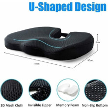 Ergonomic Coccyx Cushion with Memory Foam, Tailbone Support for Sciatica Pain, Non-Slip Base, Universal Fit for Office, Home Car Seat