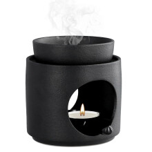 Keramische aromatherapiebrander met veiligheidslepeltje, zwarte waxbrander voor gelijkmatige verwarming en langdurige geur, woondecoratie