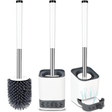 Toiletborstel met ergonomische handgreep en standaard voor effectieve reiniging, witte badkamerborstel voor thuisgebruik, 1 stuk