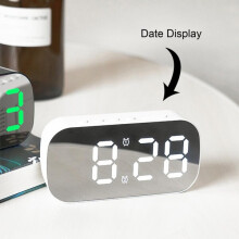 Minimalist LED Desk Clock with White and Green Dual Colour Display, USB-Powered for Bedroom or Office with Night Mode