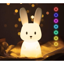 Luz Noturna de Silicone para Bebê Sem BPA - 7 Modos de Mudança de Cor, Timer de Desligamento Automático, Carregamento USB para Dormir na Berçário