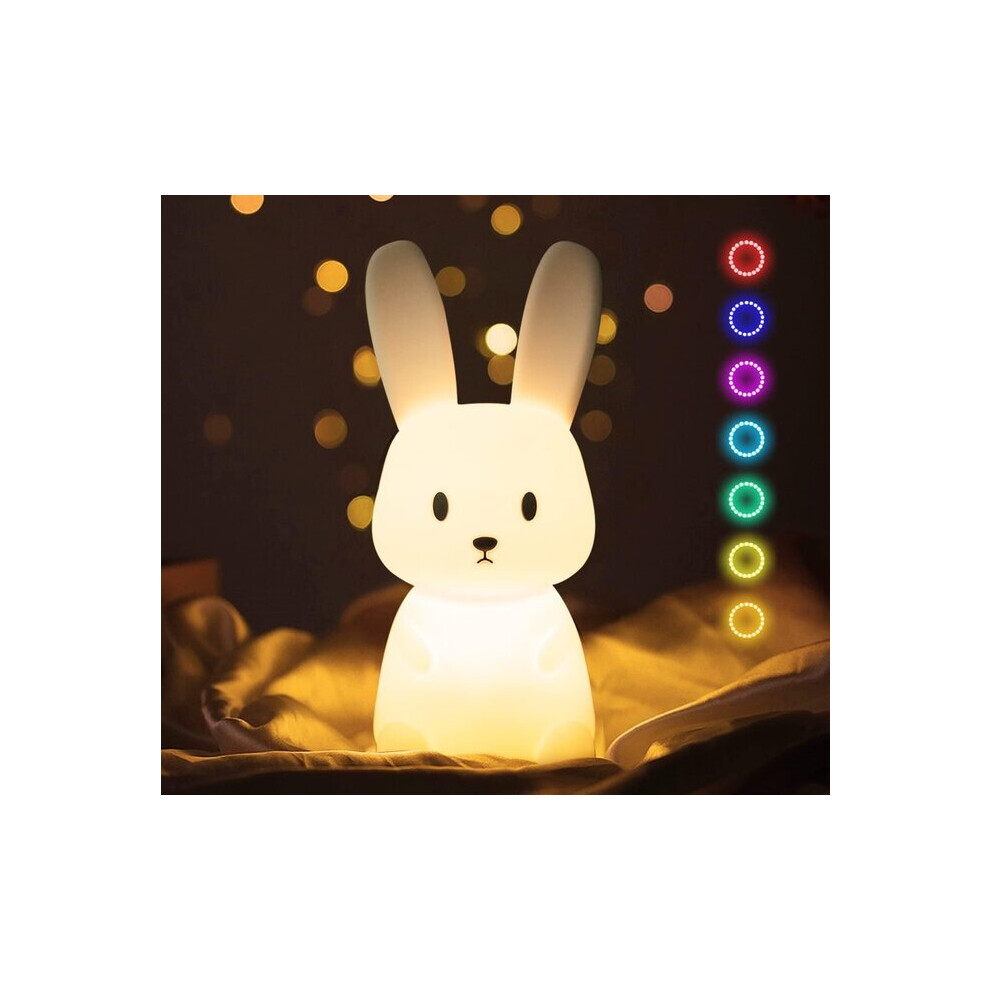 BPA-Free Silicone Baby Night Light - 7 Colour Changing Modes, Auto-Off Timer, USB Charging for Nursery Sleep