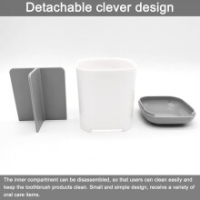 Toothbrush Holder with Drainage Holes Ventilation, 3-Section Detachable Organiser for Bathroom Sink, Non-Slip and Easy to Clean (Grey)