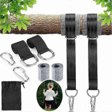 Kit per appendere altalene per proteggere gli alberi, cinghie in nylon resistenti da 550 kg con moschettoni in acciaio per giardino e veranda.